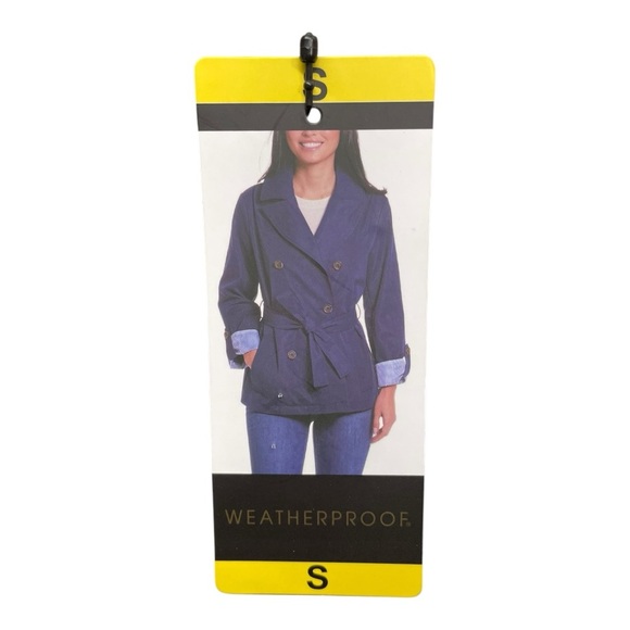 Weatherproof Blue Trench Coat with Belted Waist Size: S - Picture 2 of 8